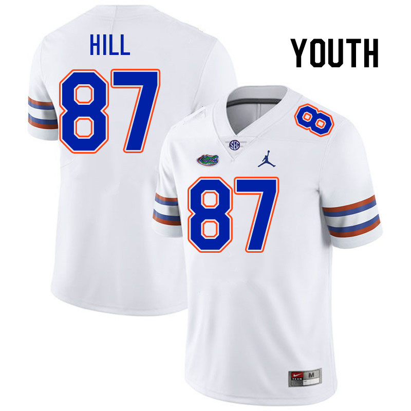 Youth #87 Gavin Hill Florida Gators College Football Jerseys Stitched-White